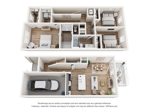 Floor plan for 3 beds, 2.5 baths, 1484 sqft